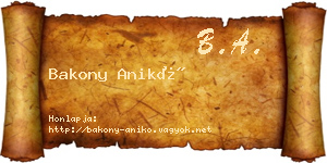 Bakony Anikó névjegykártya