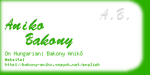 aniko bakony business card
